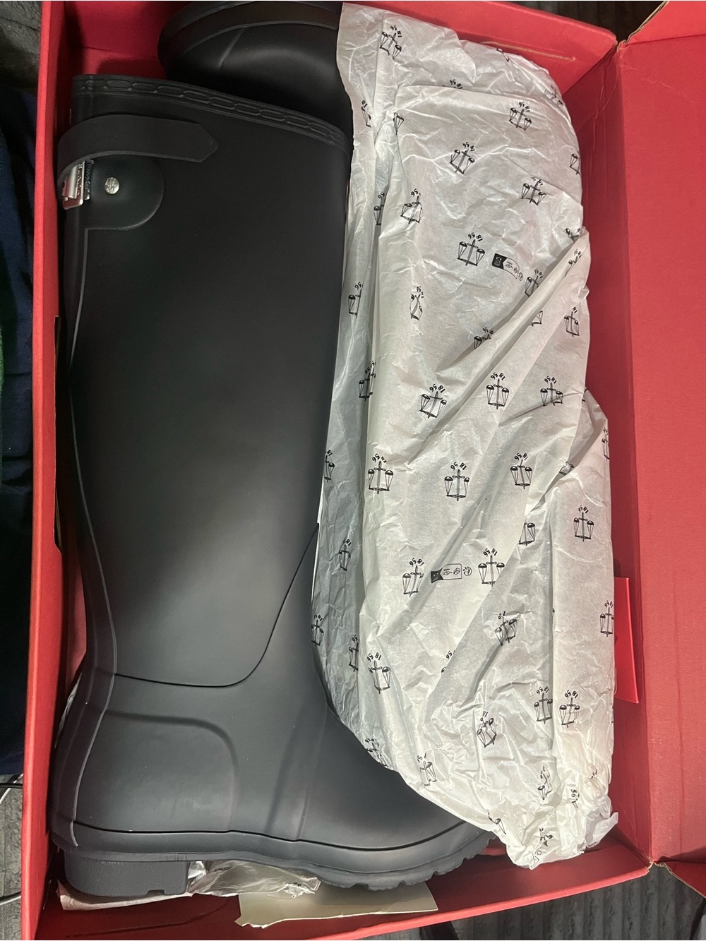 Hunter Matte Womens deep NAVY Tall Rain Boots adjustable calf